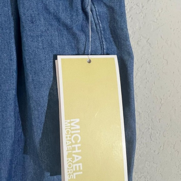 Michael Michael Kors Women's Tie Front Wide Leg Pants Light Cadet Wash Sz L NWT - Picture 5 of 10